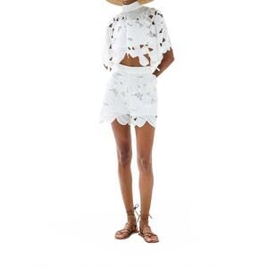 NEW LACE THE LABEL koufonisi lace cropped blouse in white